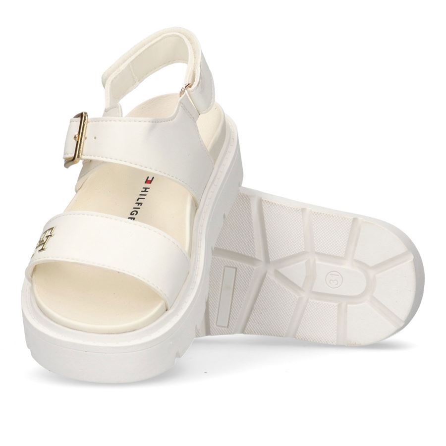 Sandali platform cinturini in velcro e dettagli color oro da bambina Tommy Hilfiger | T3A2337850326128